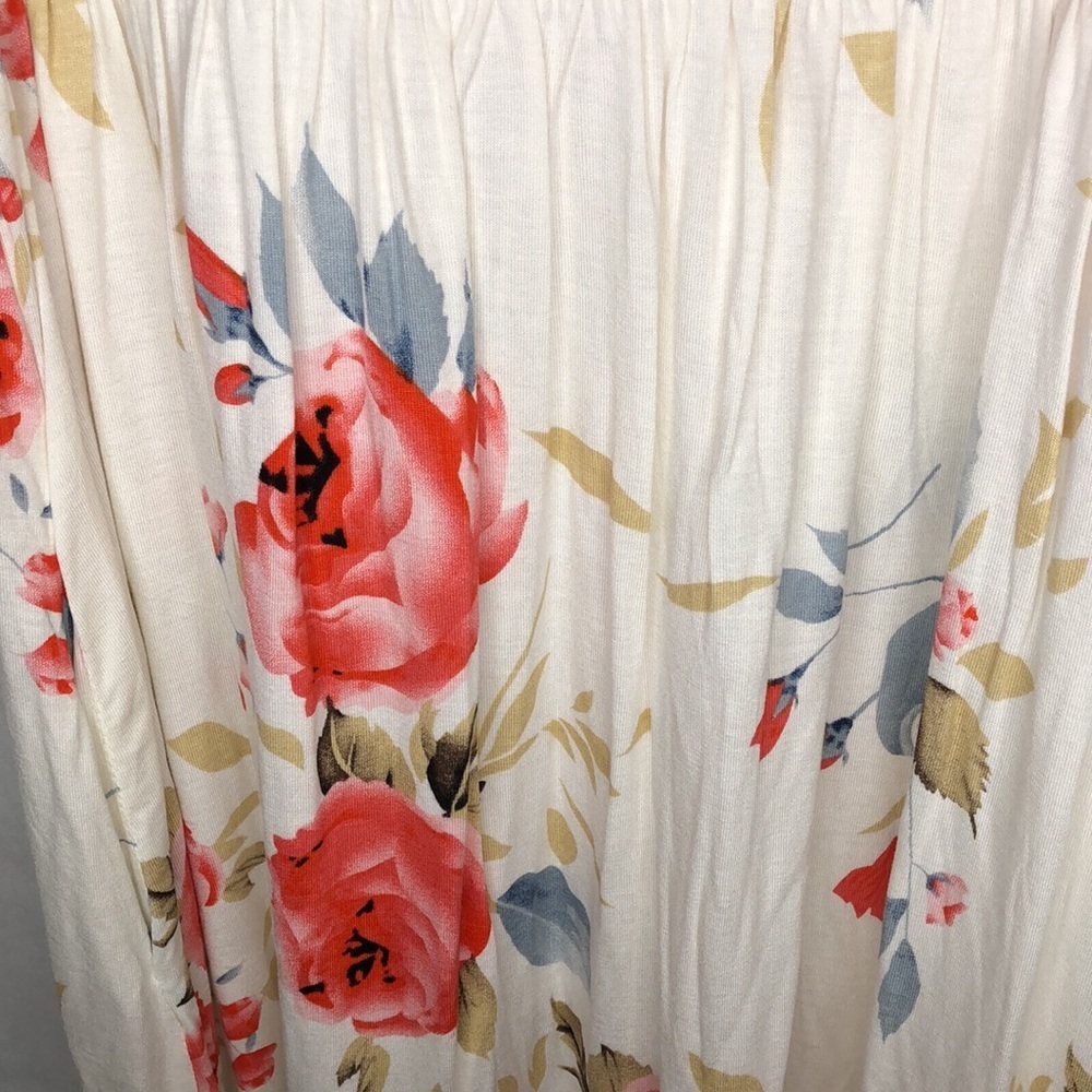Soft Flowy Stretchy Cream Pink Floral Sleeveless Tank Dress Pockets Women XS NWT - Picture 6 of 14